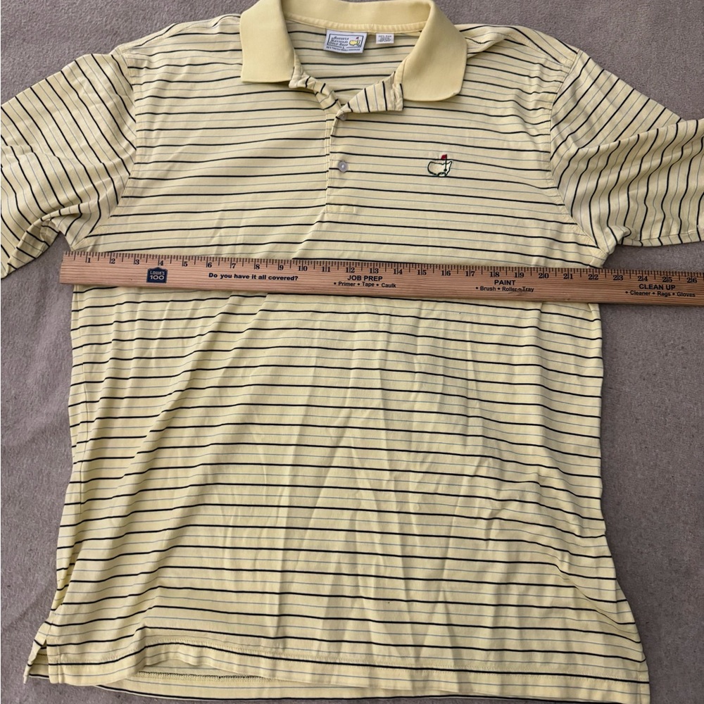 Masters Performance Mens L Yellow Striped Polo Shirt Golf Stretch Short Sleeve - Picture 4 of 7